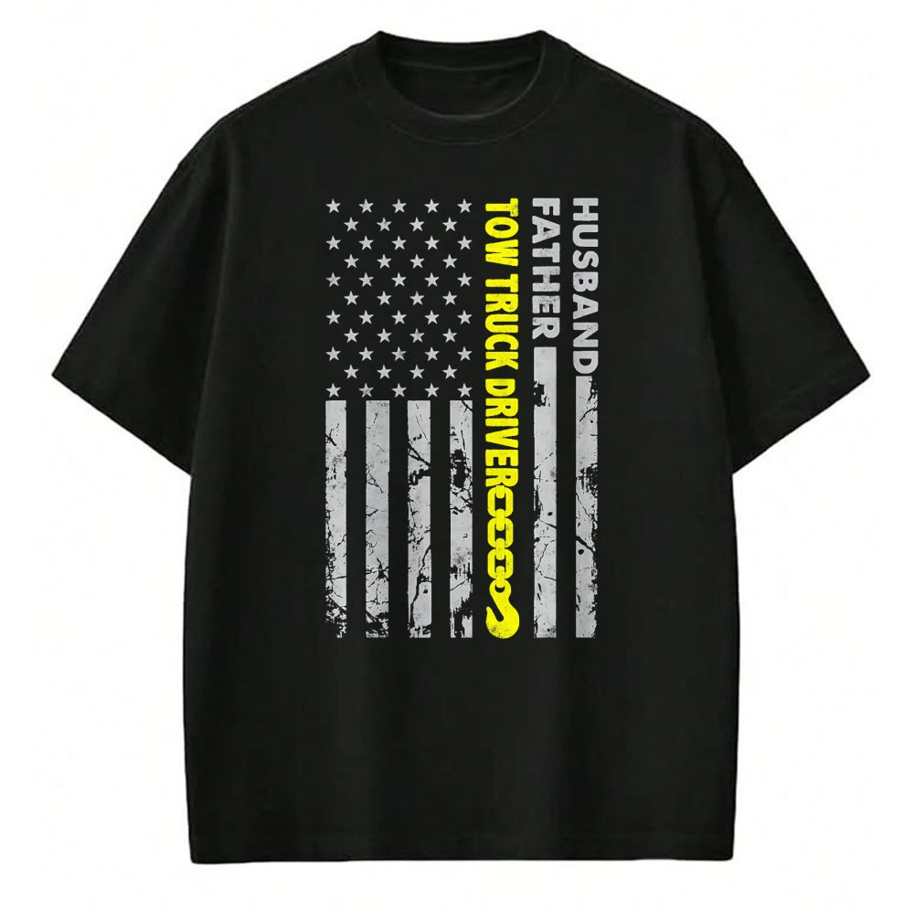 Best Truck Driver Life Shirt, Funny Trucker UnisexT-Shirt/Hoodie/Sweatshirt HLT00 - Husband Father Tow Truck Driver American Flag Towing Dad T-Shirt