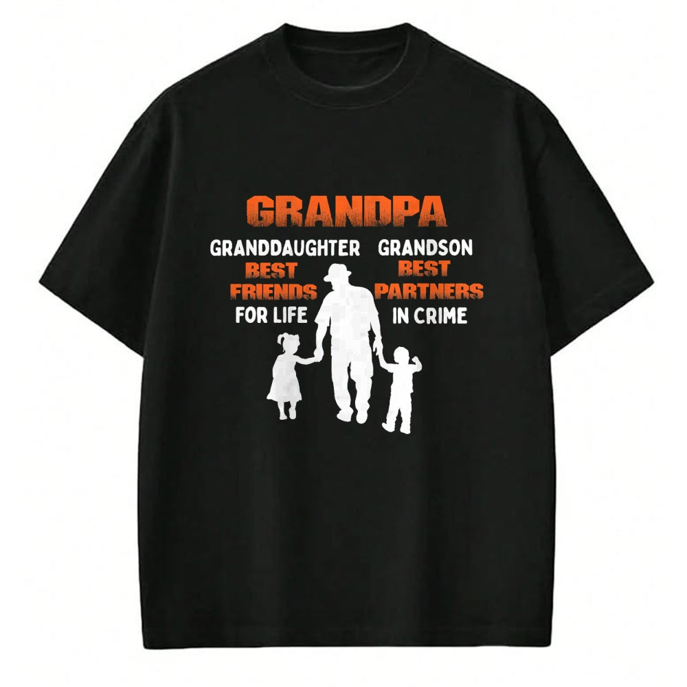 Best Grandpa Shirt, Proud Grandpa Unisex T-Shirt/Hoodie/Sweatshirt HLT00 - Grandpa Granddaughter Best Friends Grandson Best Partners T-Shirt (1)