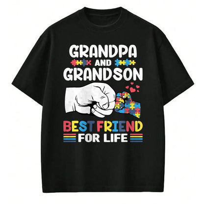 Best Grandpa Shirt, Proud Grandpa Unisex T-Shirt/Hoodie/Sweatshirt HLT00 - Proud Support Autism Grandpa And Grandson Autism Awareness T-Shirt