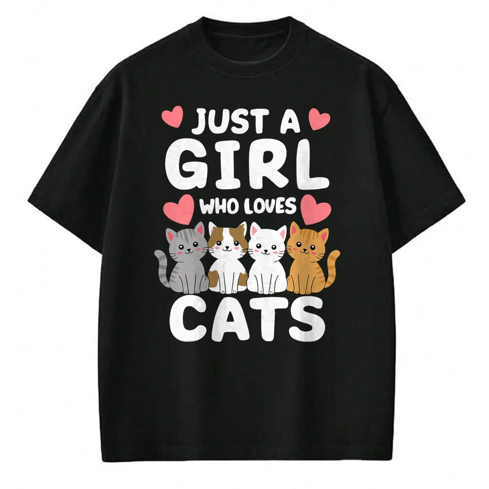 Cat Love Shirt, Funny Cat Lover Gift UnisexT-Shirt/Hoodie/Sweatshirt HLT00 - Cat Just A Girl Who Loves Cats T-Shirt (1)