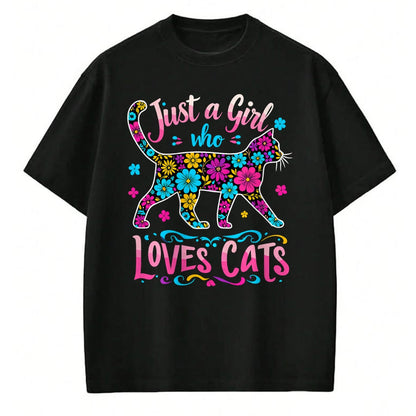 Cat Love Shirt, Funny Cat Lover Gift UnisexT-Shirt/Hoodie/Sweatshirt HLT00 - Cat Cute Just A Girl Who Loves Cats T-Shirt (1)