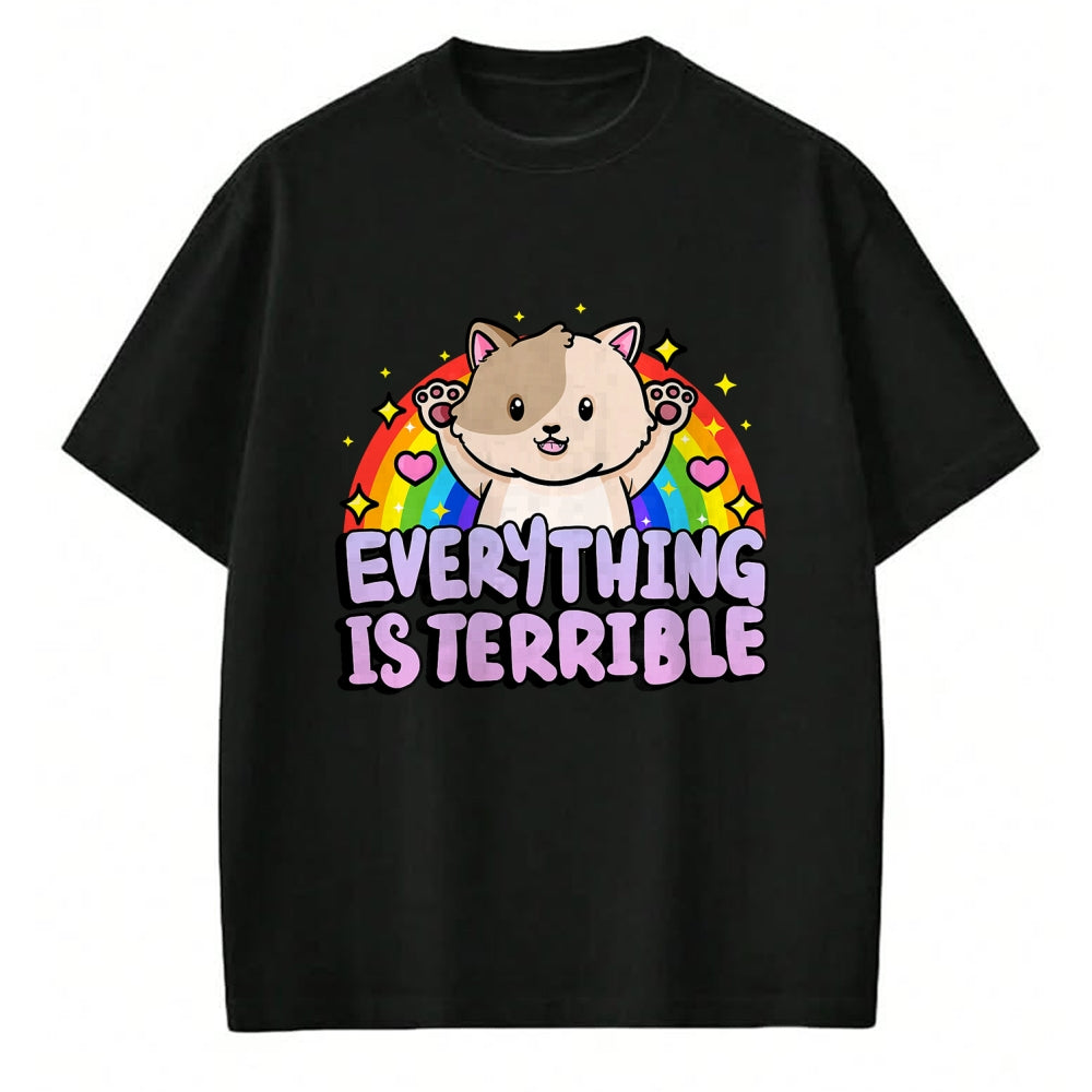 Cat Love Shirt, Funny Cat Lover Gift UnisexT-Shirt/Hoodie/Sweatshirt HLT00 - Everything is Terrible Sarcasm Rainbow Kitten Cute Cat T-Shirt (1)