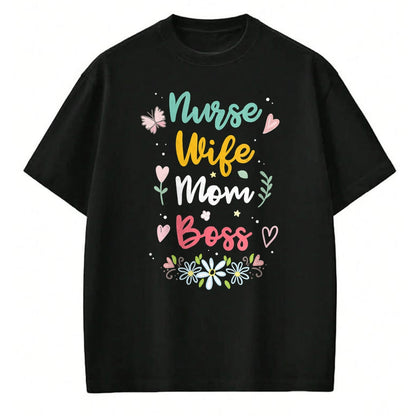 Funny Nurse Shirt, Nurse Unisex T-Shirt/Hoodie/Sweatshirt HLT00 - Womens Nurse Wife Mom Boss V-Neck T-Shirt