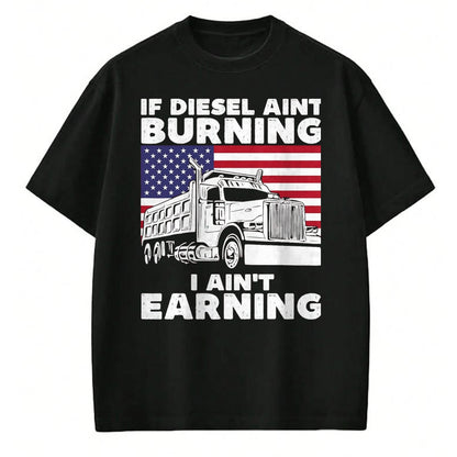 Best Truck Driver Life Shirt, Funny Trucker UnisexT-Shirt/Hoodie/Sweatshirt HLT00 - If Diesel Ain't Burning I Aint Earning Truck Driver Patriot T-Shirt, Men's Big and Tall, Dark Heathe