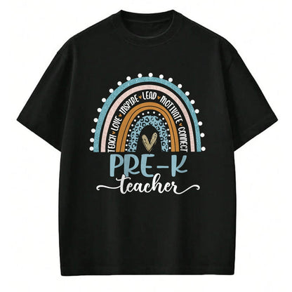 Best Teacher Shirt, Funny Teacher UnisexT-Shirt/Hoodie/Sweatshirt HLT00 - Pre-K Teacher Leopard Boho Rainbow Back to School T-Shirt