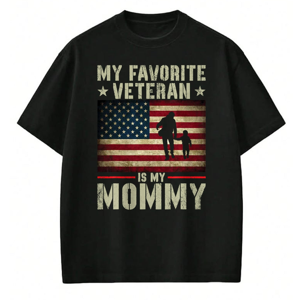 Proud Veteran Shirt, Funny Veteran UnisexT-Shirt/Hoodie/Sweatshirt HLT00 - My Favorite Veteran is My Mommy American Flag Veteran Day Women Kids Men T-Shirt