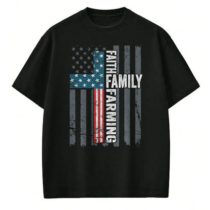 Best Farmer Life Shirt, Funny Farmer UnisexT-Shirt/Hoodie/Sweatshirt HLT00 - Faith Family Farming Freedom - Christian Farmer Cross Flag T-Shirt