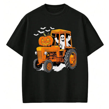 Best Farmer Life Shirt, Funny Farmer UnisexT-Shirt/Hoodie/Sweatshirt HLT00 - Farmer Tractor Ghost and Pumpkin Halloween Costume T-Shirt, Men, Navy Blue, Large