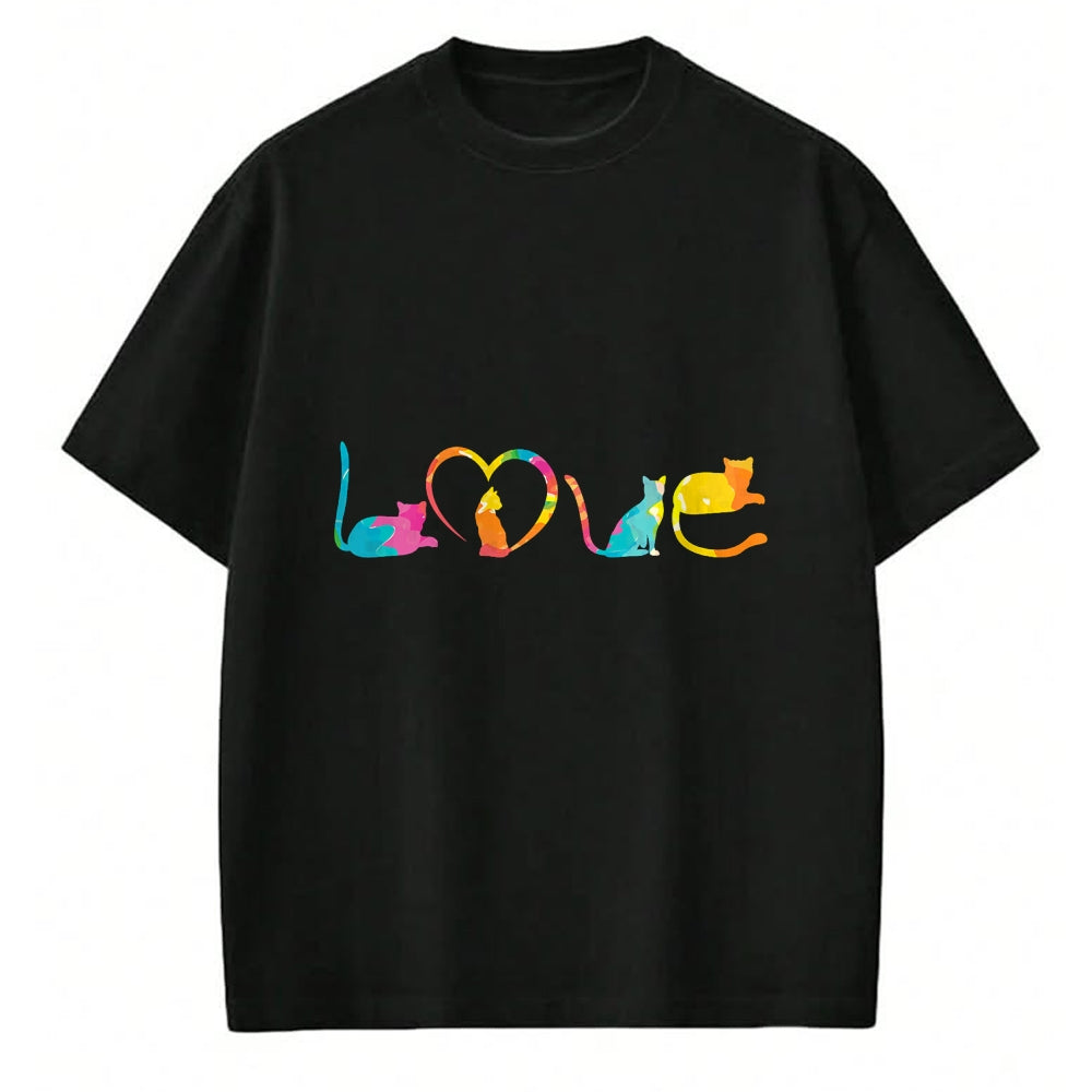 Cat Love Shirt, Funny Cat Lover Gift UnisexT-Shirt/Hoodie/Sweatshirt HLT00 - Love Cats Colorful Watercolor Decoration Cute Cat Toy T-Shirt (1)
