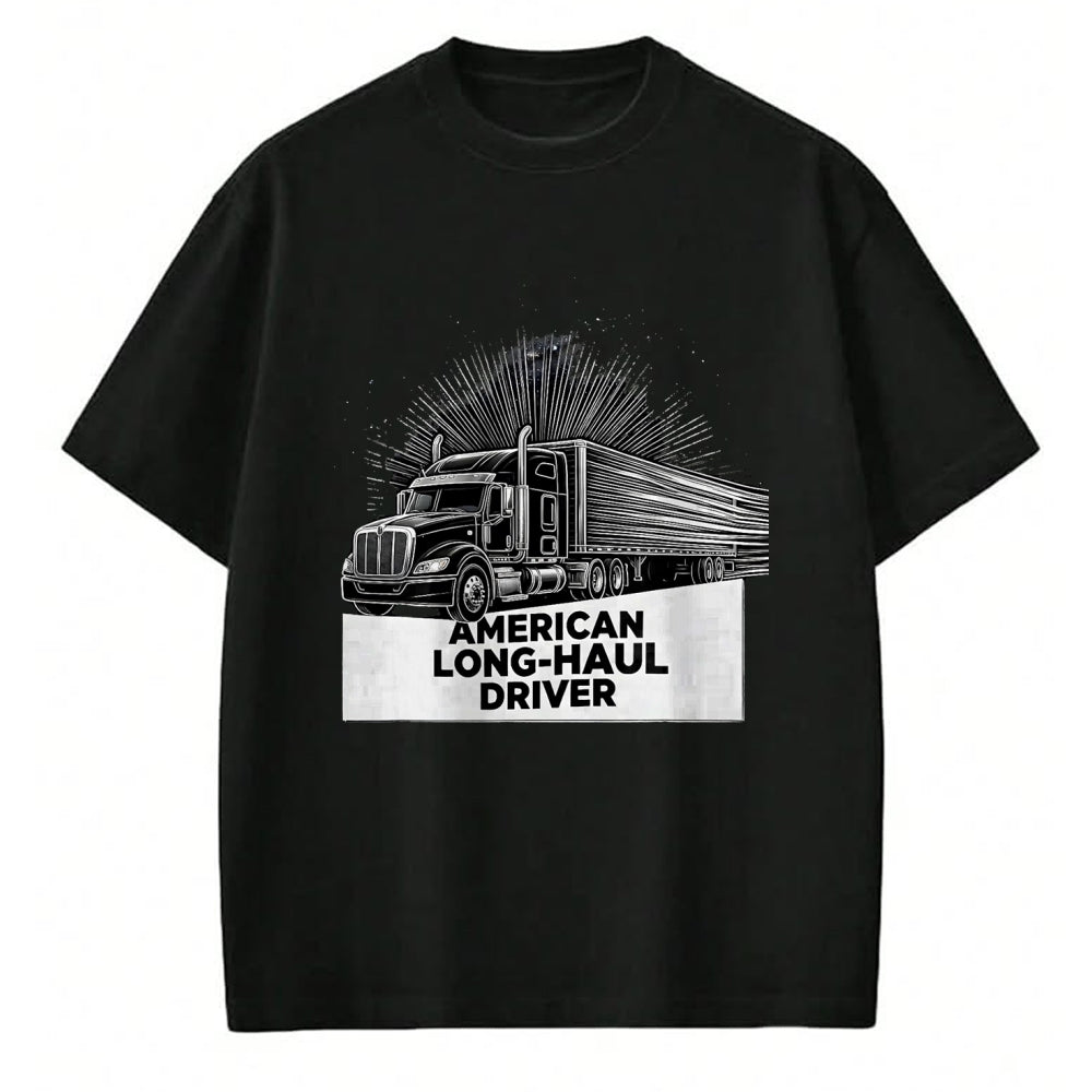 Best Truck Driver Life Shirt, Funny Trucker UnisexT-Shirt/Hoodie/Sweatshirt HLT00 - American Long-Haul Driver Patriotic Semi Truck Driver T-Shirt, Men, Heather Blue, Large