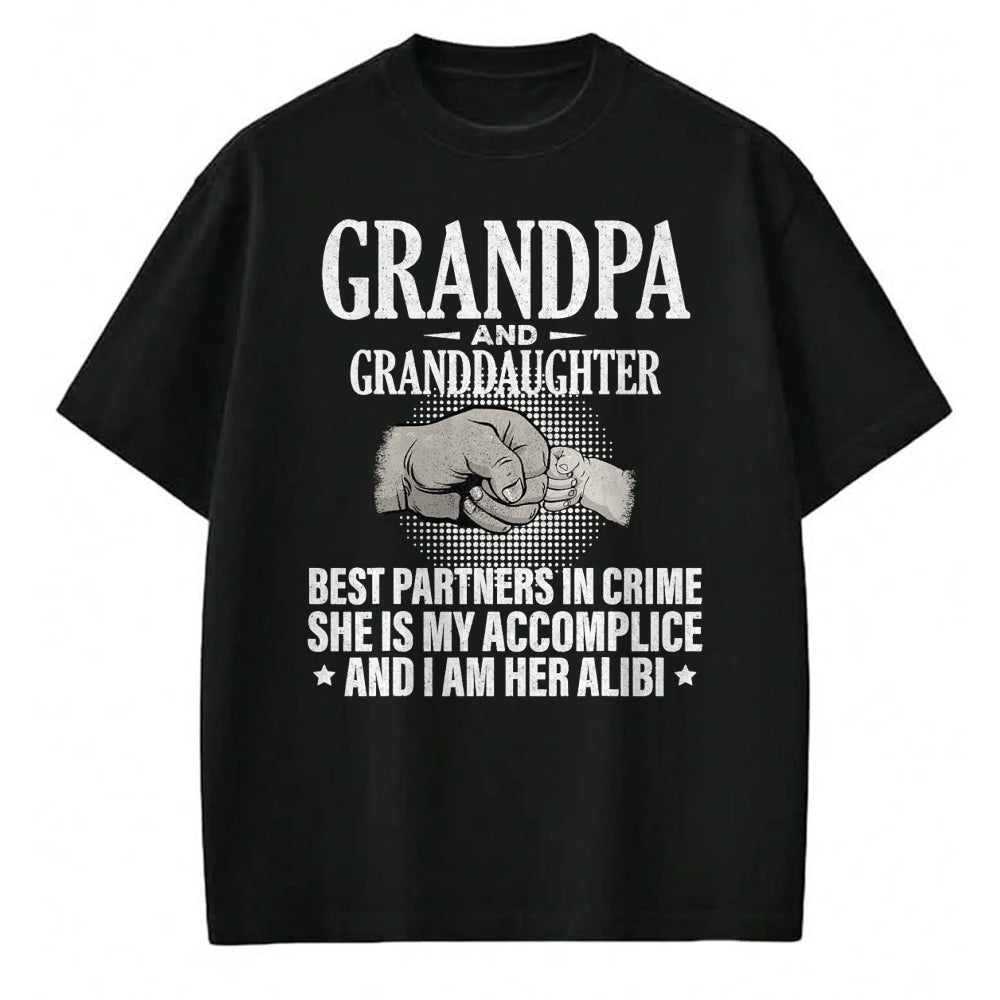 Best Grandpa Shirt, Proud Grandpa Unisex T-Shirt/Hoodie/Sweatshirt HLT00 - Grandpa and Granddaughter best partners in crime T-Shirt