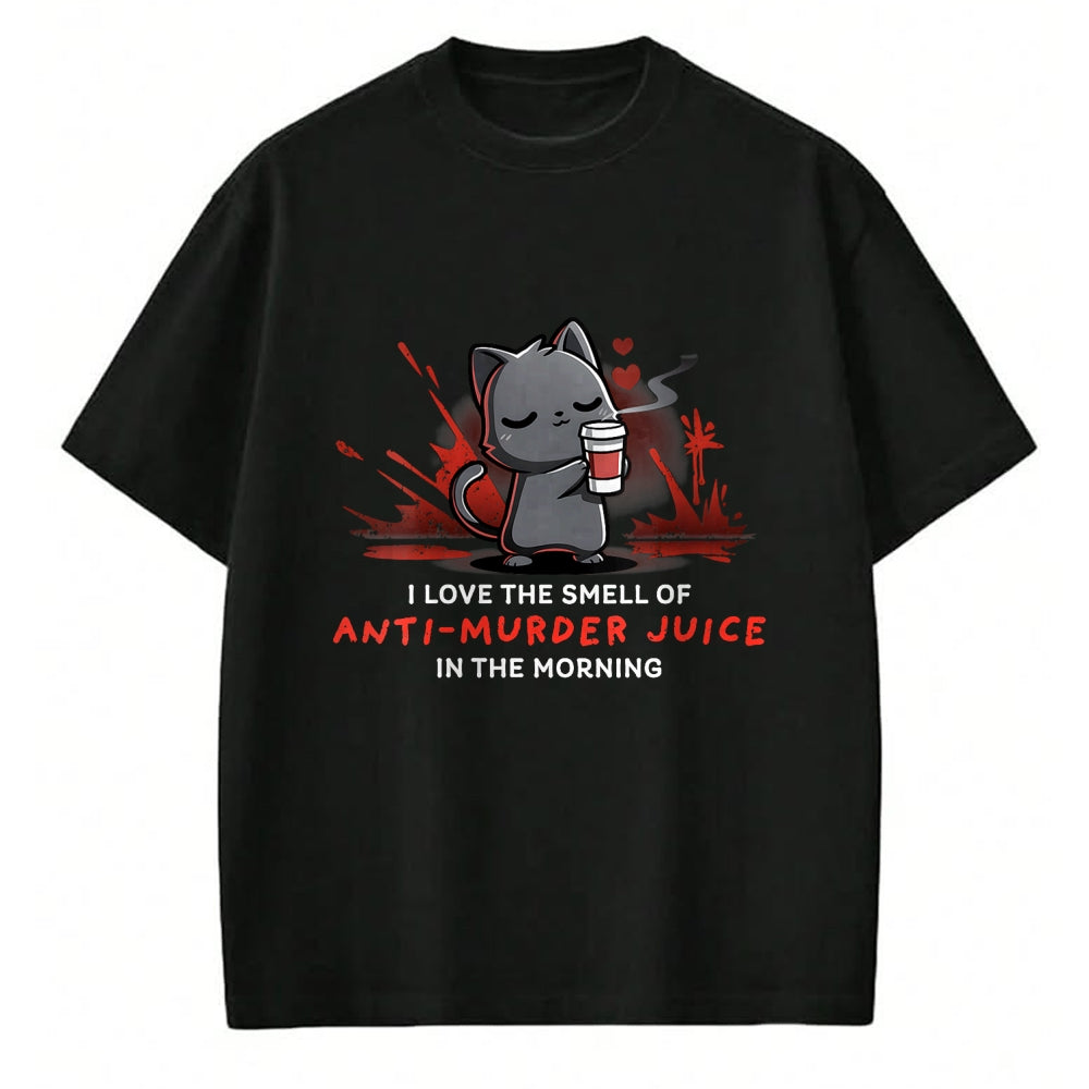 Cat Love Shirt, Funny Cat Lover Gift UnisexT-Shirt/Hoodie/Sweatshirt HLT00 - Womens Cat Drink Coffee I Love The Smell Of Anti Murder Juice V-Neck T-Shirt