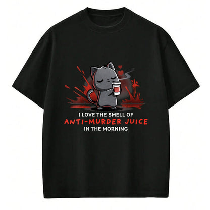 Cat Love Shirt, Funny Cat Lover Gift UnisexT-Shirt/Hoodie/Sweatshirt HLT00 - Womens Cat Drink Coffee I Love The Smell Of Anti Murder Juice V-Neck T-Shirt