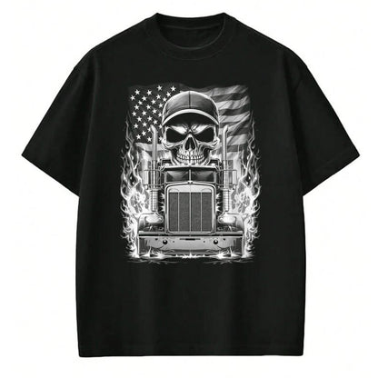 Best Truck Driver Life Shirt, Funny Trucker UnisexT-Shirt/Hoodie/Sweatshirt HLT00 - Trucker Patriotic American Flag Semi Truck Driver Skull T-Shirt