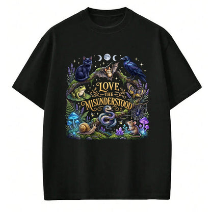 Cat Love Shirt, Funny Cat Lover Gift UnisexT-Shirt/Hoodie/Sweatshirt HLT00 - Love The Misunderstood Bat Raven Cat Snake Spider Frog Moth T-Shirt