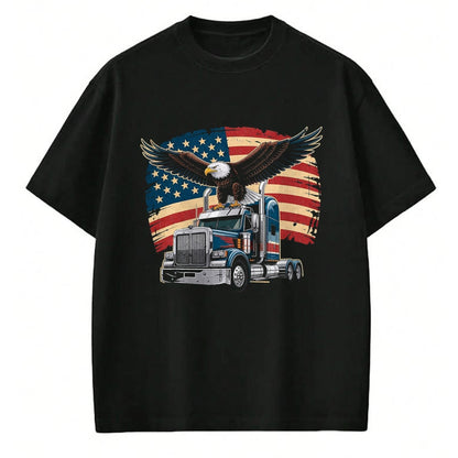 Best Truck Driver Life Shirt, Funny Trucker UnisexT-Shirt/Hoodie/Sweatshirt HLT00 - Trucker Patriotic American Flag Semi Truck Driver Eagle T-Shirt, Men, Purple, 3X-Large