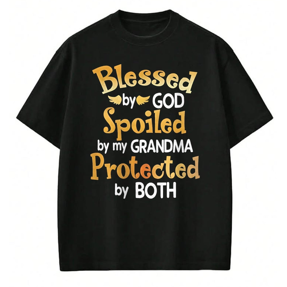 Best Wife Shirt, Wife and Husband Unisex T-Shirt/Hoodie/Sweatshirt HLT00 - Blessed By God Spoiled By My Grandma Grandson Granddaughter T-Shirt (1)