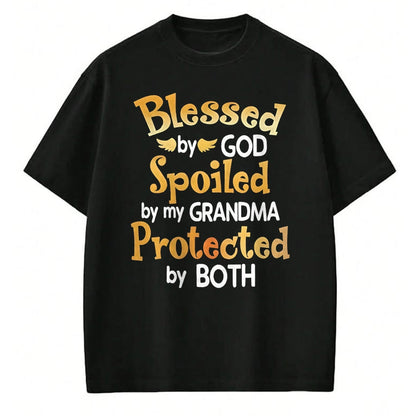 Best Wife Shirt, Wife and Husband Unisex T-Shirt/Hoodie/Sweatshirt HLT00 - Blessed By God Spoiled By My Grandma Grandson Granddaughter T-Shirt (1)