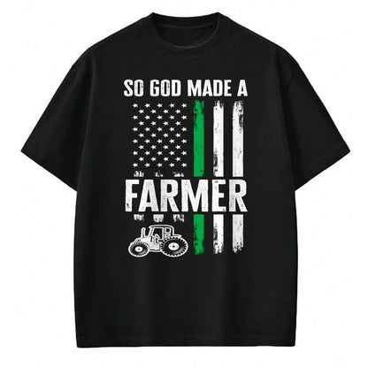Best Farmer Life Shirt, Funny Farmer UnisexT-Shirt/Hoodie/Sweatshirt HLT00 - Patriotic American Flag Tractor So God Made A Farmer Long Sleeve T-Shirt