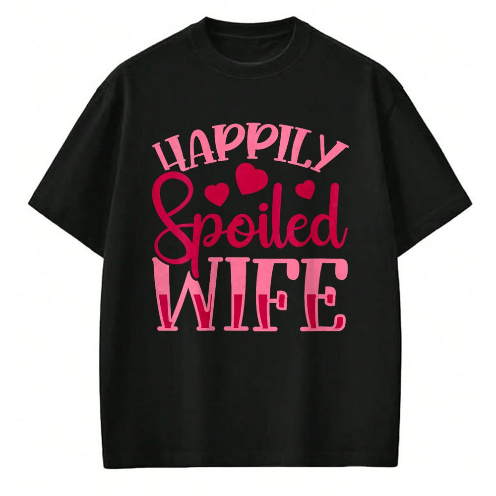 Best Wife Shirt, Wife and Husband Unisex T-Shirt/Hoodie/Sweatshirt HLT00 - Gift for wife T shirt, spoiled wife   Womens Funny Wife Happily Spoiled Wife V-Neck T-Shirt (5)
