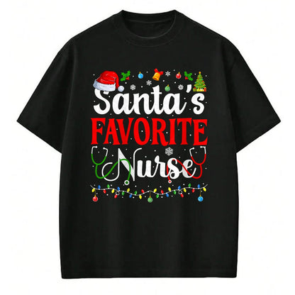 Funny Nurse Shirt, Nurse Unisex T-Shirt/Hoodie/Sweatshirt HLT00 - Santa's Favorite Nurse Christmas Nursing Christmas Nurse T-Shirt