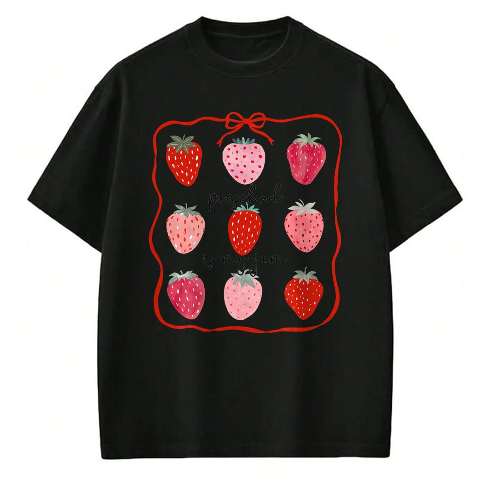 Best Teacher Shirt, Funny Teacher UnisexT-Shirt/Hoodie/Sweatshirt HLT00 - Preschool is My Jam Strawberry Teacher First Day of School T-Shirt