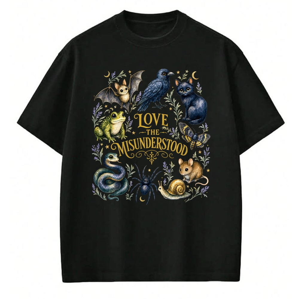 Cat Love Shirt, Funny Cat Lover Gift UnisexT-Shirt/Hoodie/Sweatshirt HLT00 - Love The Misunderstood Bat Raven Cat Snake Spider Moth Frog T-Shirt