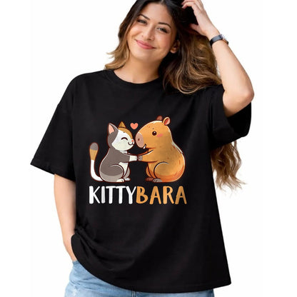 Cat Love Shirt, Funny Cat Lover Gift UnisexT-Shirt/Hoodie/Sweatshirt HLT00 - Kittybara Love Capybara Cat Costume T-Shirt, Small, Black