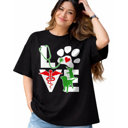 Cat Love Shirt, Funny Cat Lover Gift UnisexT-Shirt/Hoodie/Sweatshirt HLT00 - Love Dog Cat Vet Tech Veterinarian Top Veterinary Technician T-Shirt