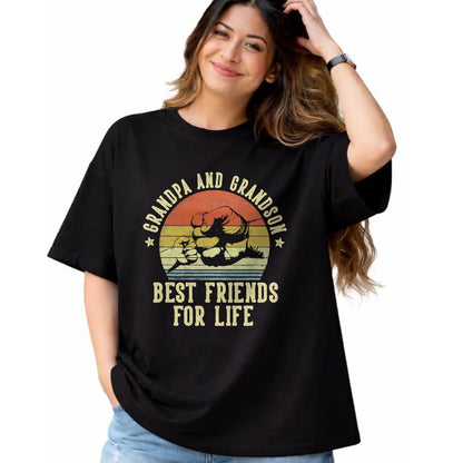 Best Grandpa Shirt, Proud Grandpa Unisex T-Shirt/Hoodie/Sweatshirt HLT00 - Grandpa and Grandson Best Friends for Life Funny Grandpa T-Shirt