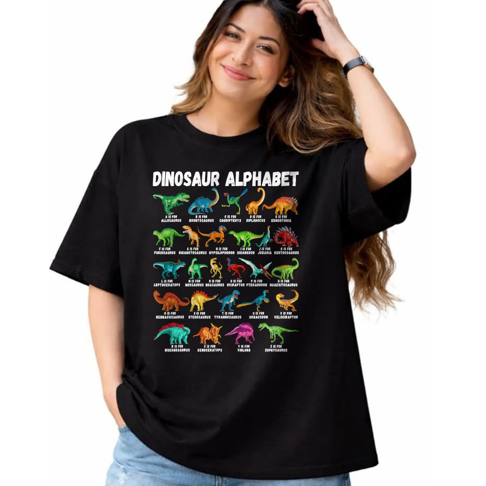 Best Dinosaur Lover Shirt, Funny Dinosaur UnisexT-Shirt/Hoodie/Sweatshirt HLT00 - Types of Dinosaurs Alphabet A-Z ABC Dino Identification T-Shirt Small