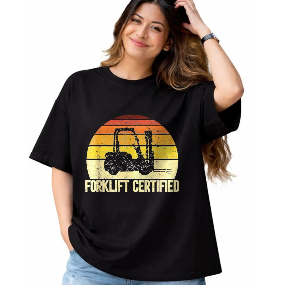 Best Truck Driver Life Shirt, Funny Trucker UnisexT-Shirt/Hoodie/Sweatshirt HLT00 - Retro Forklift Certified Forklift Operator Lift Truck Driver T-Shirt, Women, Purple Heather, X-Large