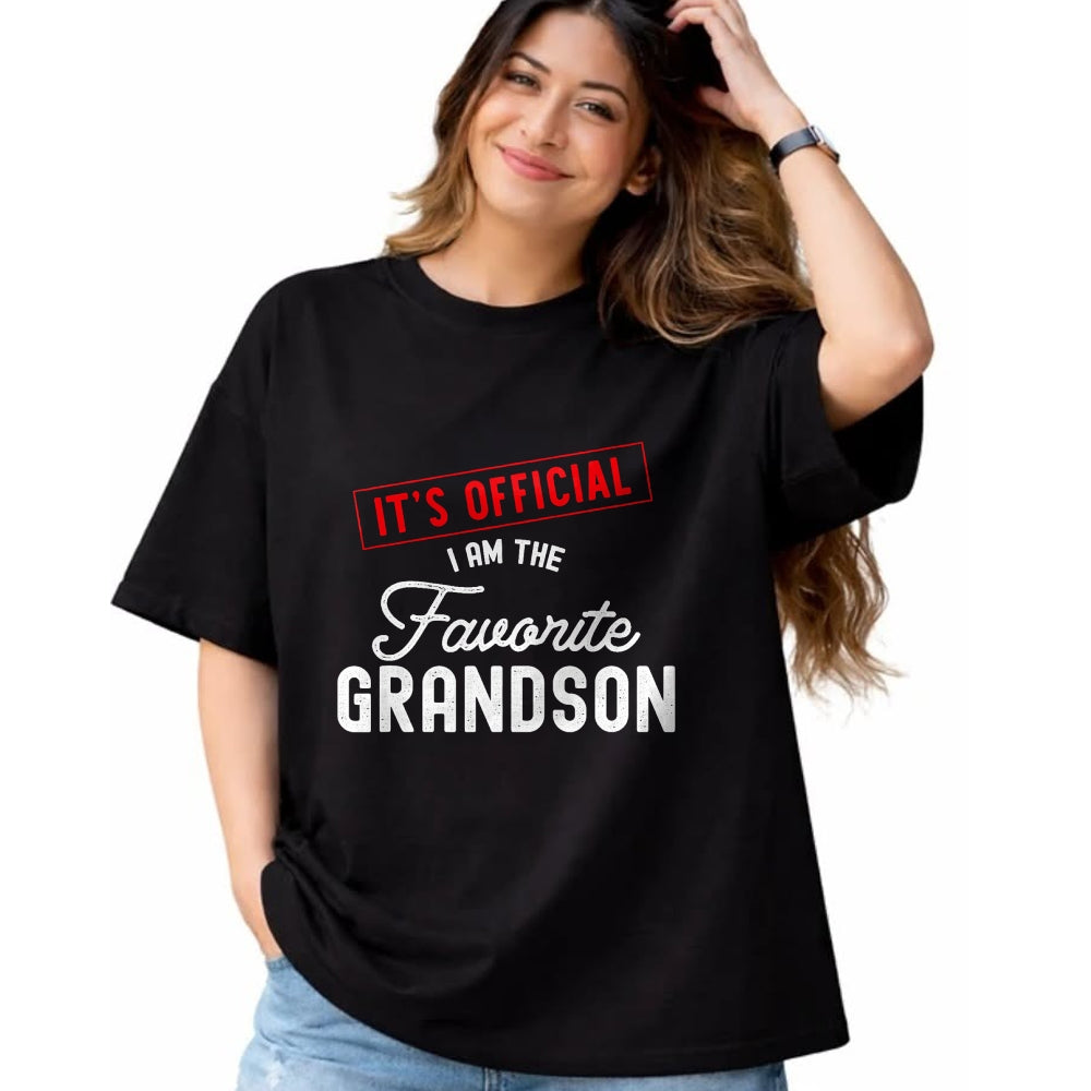Best Grandpa Shirt, Proud Grandpa Unisex T-Shirt/Hoodie/Sweatshirt HLT00 - It's Official I'm The Favorite Grandson Vintage T-Shirt