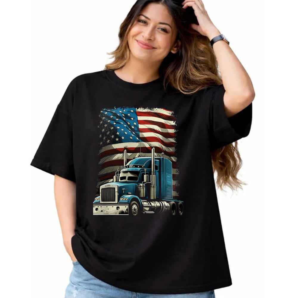 Best Truck Driver Life Shirt, Funny Trucker UnisexT-Shirt/Hoodie/Sweatshirt HLT00 - Trucker US American Flag For Patriotic Truck Driver T-Shirt