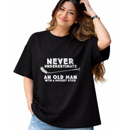 Best Grandpa Shirt, Proud Grandpa Unisex T-Shirt/Hoodie/Sweatshirt HLT00 - Never Underestimate An Old Man With A Stick Old Man Hockey T-Shirt