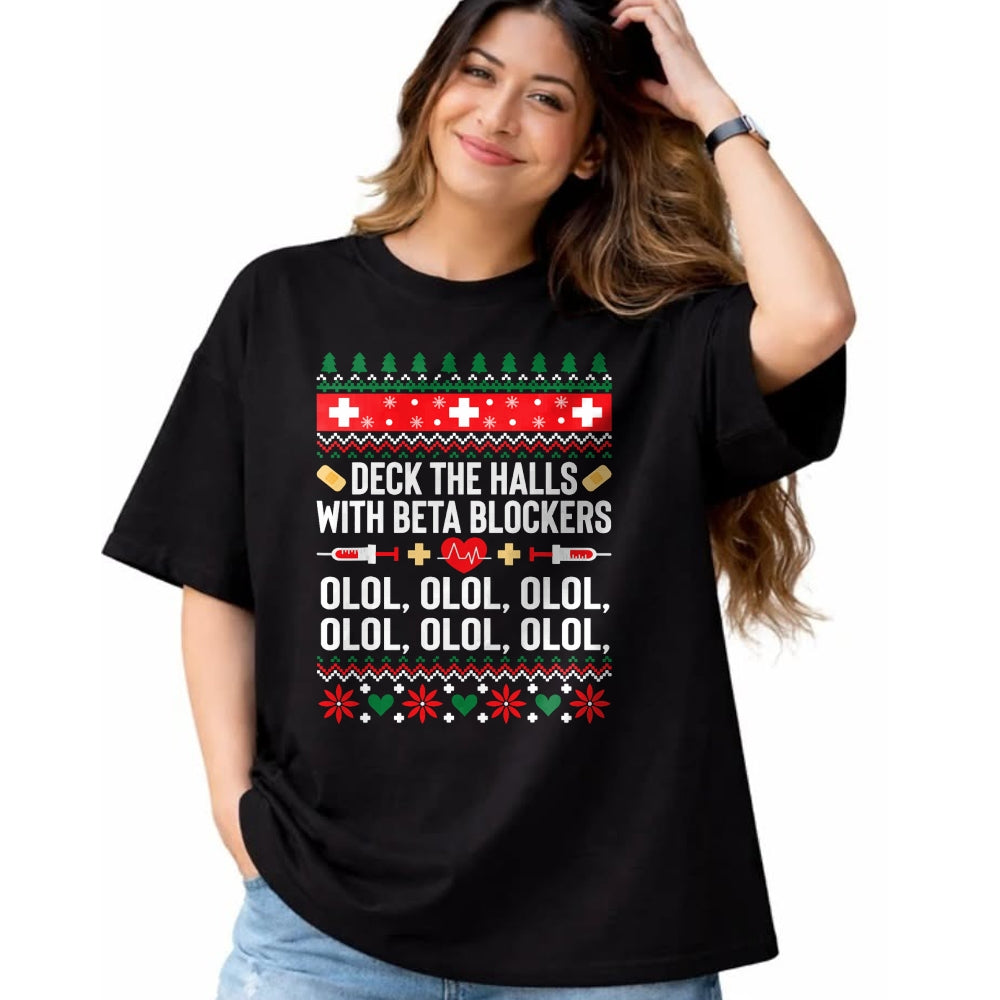 Funny Nurse Shirt, Nurse Unisex T-Shirt/Hoodie/Sweatshirt HLT00 - Funny Nurse Christmas Shirt Ugly Xmas TShirt Gift Tee Women T-Shirt (1)