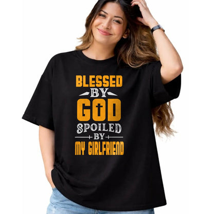 Best Wife Shirt, Wife and Husband Unisex T-Shirt/Hoodie/Sweatshirt HLT00 - Blessed By God Spoiled By My Girlfriend Boyfriend Couples T-Shirt