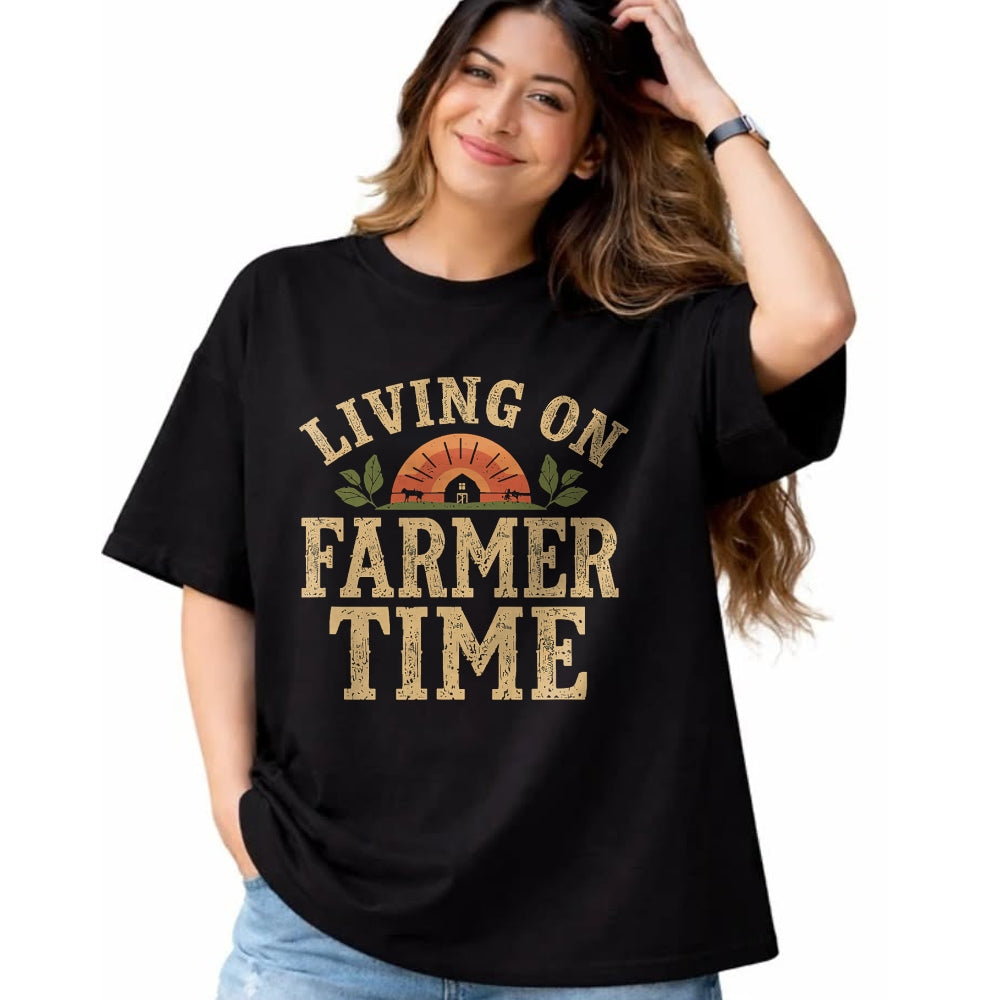Best Farmer Life Shirt, Funny Farmer UnisexT-Shirt/Hoodie/Sweatshirt HLT00 - Living On Farmer Time - Rustic Country Farm T-Shirt