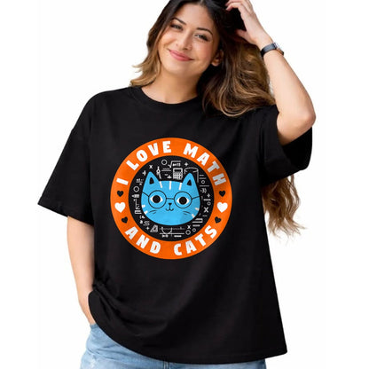 Cat Love Shirt, Funny Cat Lover Gift UnisexT-Shirt/Hoodie/Sweatshirt HLT00 - I Love Math and Cats Funny Cat Lover Math Teacher T-Shirt