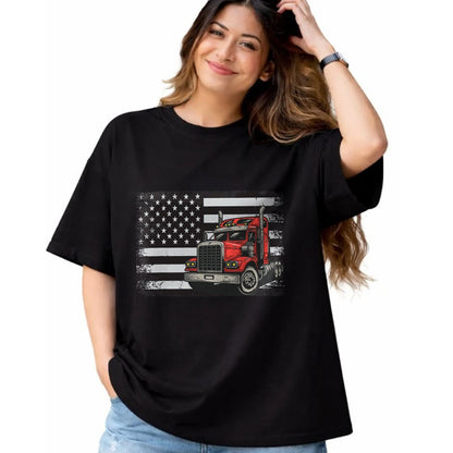 Best Truck Driver Life Shirt, Funny Trucker UnisexT-Shirt/Hoodie/Sweatshirt HLT00 - US American Flag Semi Truck Driver T-Shirt