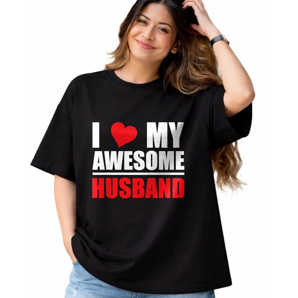 Best Wife Shirt, Wife and Husband Unisex T-Shirt/Hoodie/Sweatshirt HLT00 - I Love My Awesome Husband Romantic Gift for Wife or Husband T-Shirt (1)