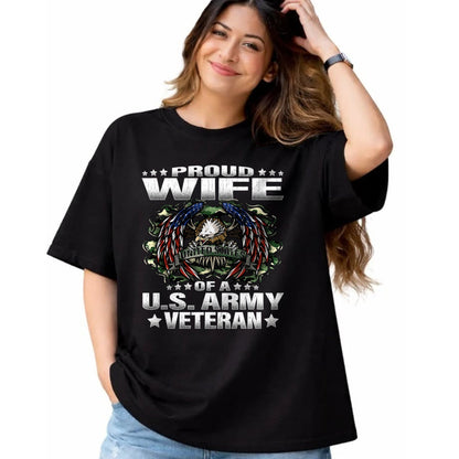 Best Wife Shirt, Wife and Husband Unisex T-Shirt/Hoodie/Sweatshirt HLT00 - Gift for wife T shirt, lucky wife   Proud Wife Of A US Army Veteran Military Vet's Spouse T-Shirt