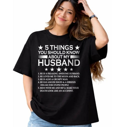 Best Husband Shirt, Wife and Husband Unisex T-Shirt/Hoodie/Sweatshirt HLT00 - 5 Things You Should Know About My Husband Marriage T-Shirt