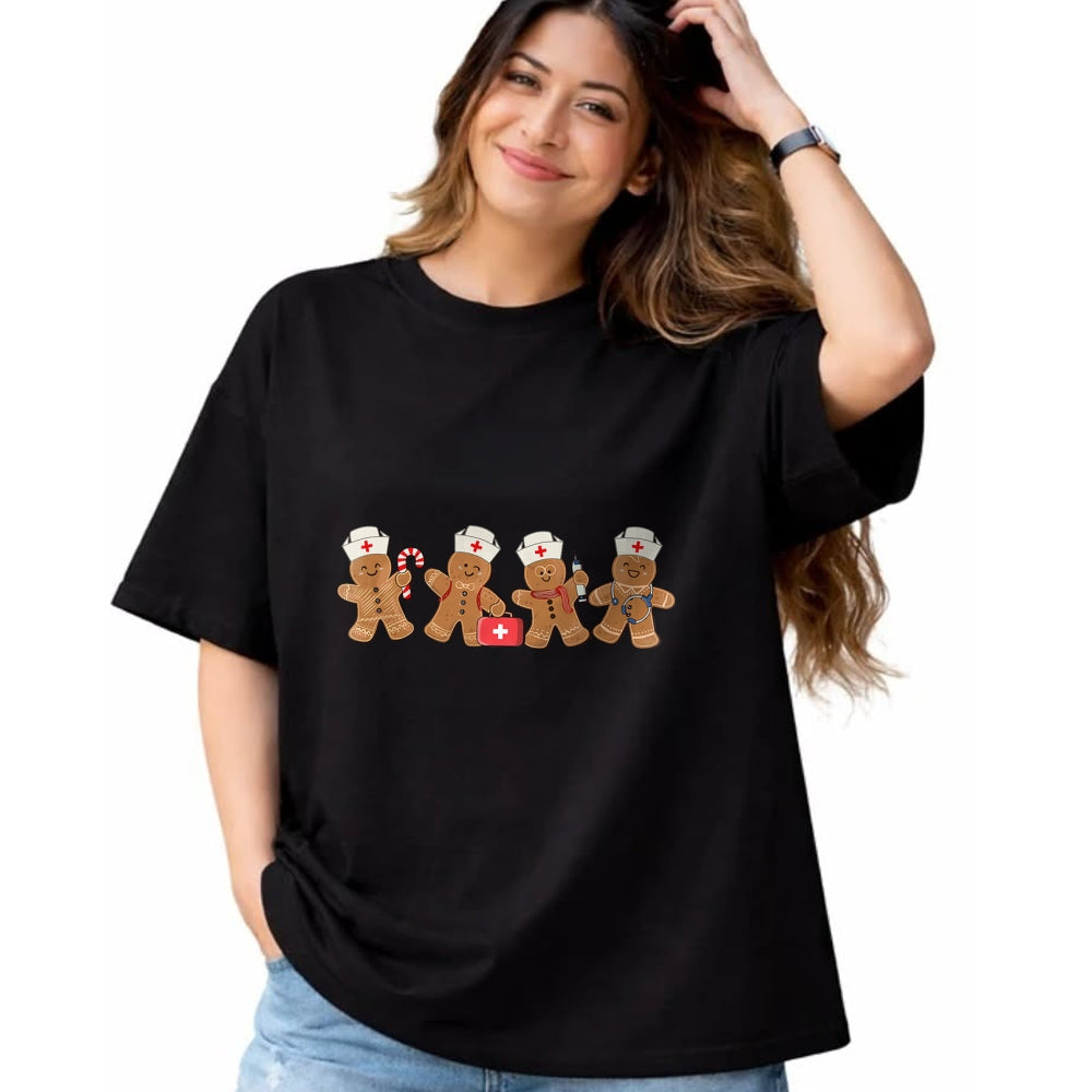 Funny Nurse Shirt, Nurse Unisex T-Shirt/Hoodie/Sweatshirt HLT00 - Nurse Cute Gingerbread Christmas Xmas Holiday Nurses Pajamas T-Shirt
