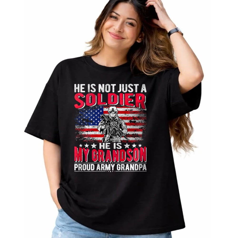 Best Grandpa Shirt, Proud Grandpa Unisex T-Shirt/Hoodie/Sweatshirt HLT00 - My Grandson Is A Soldier Hero Proud Army Grandpa Grandfather T-Shirt