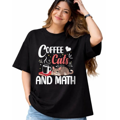 Cat Love Shirt, Funny Cat Lover Gift UnisexT-Shirt/Hoodie/Sweatshirt HLT00 - I Love Math Cats And Coffee Heart Mathematics Teacher T-Shirt