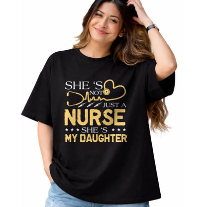 Funny Nurse Shirt, Nurse Unisex T-Shirt/Hoodie/Sweatshirt HLT00 - My Daughter Is A Nurse Proud Nurse's Mom Dad RN LPN Family T-Shirt (3)
