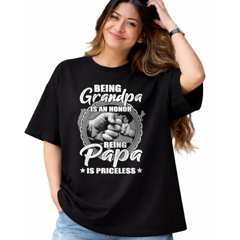Best Grandpa Shirt, Proud Grandpa Unisex T-Shirt/Hoodie/Sweatshirt HLT00 -Being Grandpa Is An Honor Being PaPa is Priceless (on back) T-Shirt (1)