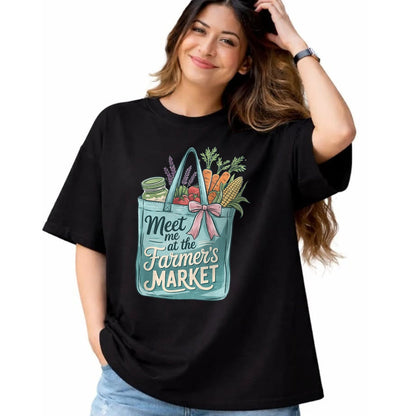 Best Farmer Life Shirt, Funny Farmer UnisexT-Shirt/Hoodie/Sweatshirt HLT00 - Meet Me At The Farmers Market Shopping Bag Fresh Vegetables T-Shirt