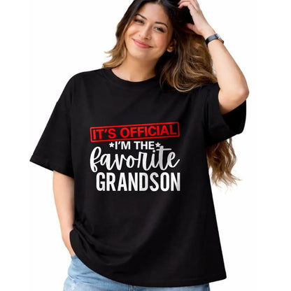 Best Grandpa Shirt, Proud Grandpa Unisex T-Shirt/Hoodie/Sweatshirt HLT00 - It's Official I'm The Favorite Grandson Kids Gifts Grandpa T-Shirt